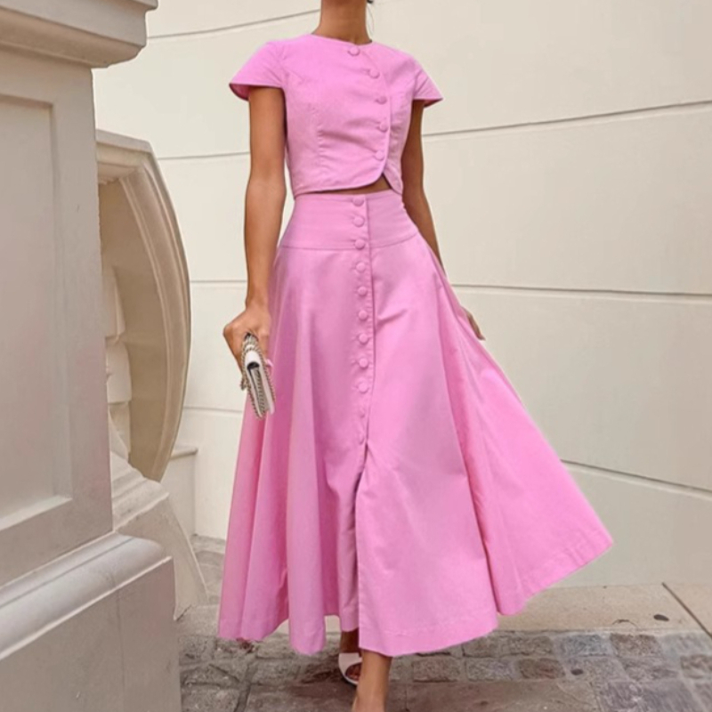 Summer Clothing In French - Conjunto de Falda Larga Estilo Francés