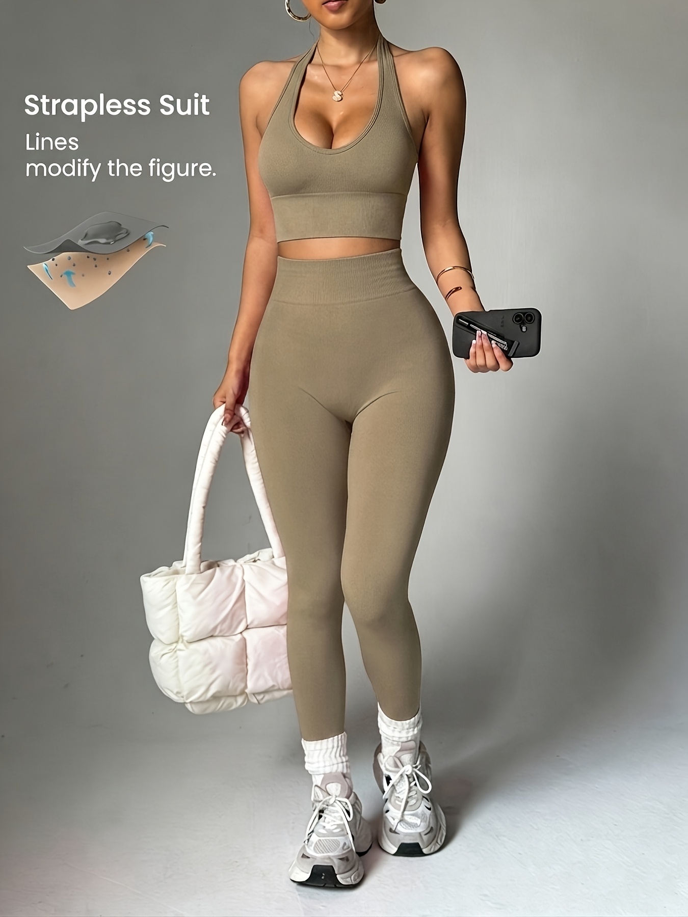 Halter Neck Top - Conjunto Deportivo de 2 Piezas para