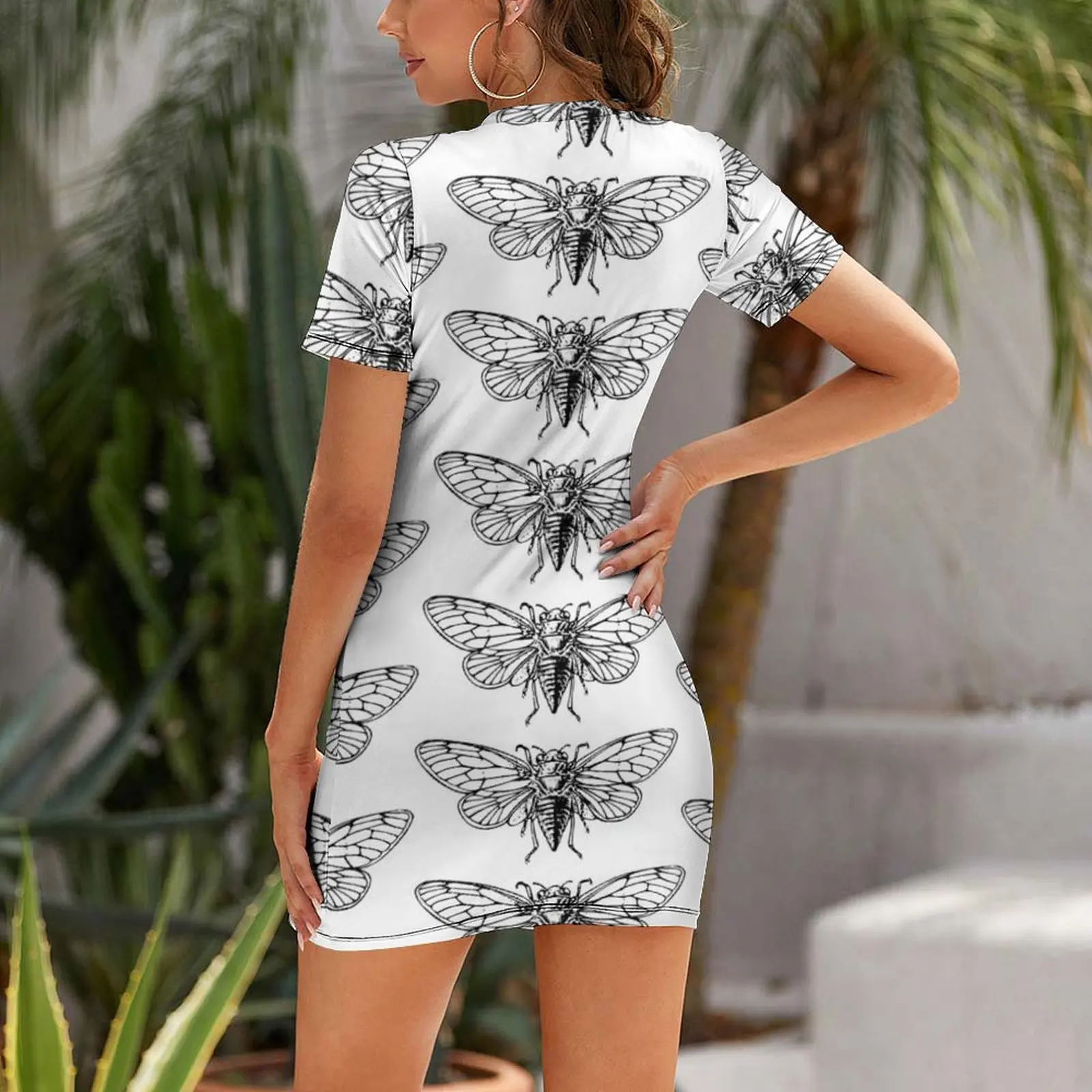 Vestido de manga corta con est - Summer Clothing Drawing reseña y precio
