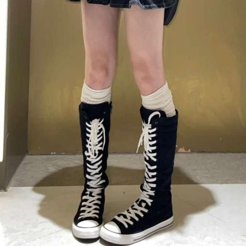 Zapatos de Lona de Caña Alta p - Summer Clothing Korea reseña y precio