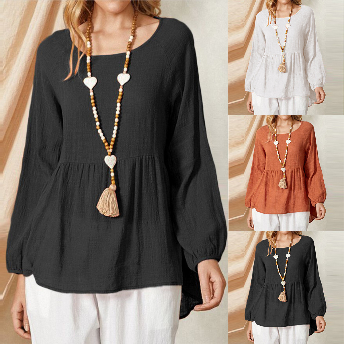 Camisa holgada de algodón y li - Summer Clothing Brands For Women reseña y precio