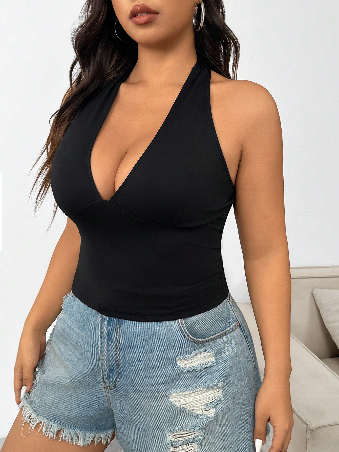 Nueva Moda, Color Sólido, Tall - Halter Neck Top reseña y precio