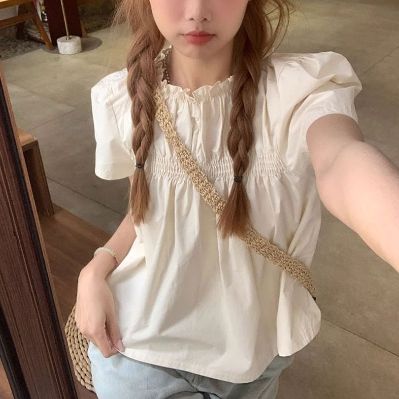 Camisas fruncidas de Color sól - Summer Clothing In French reseña y precio