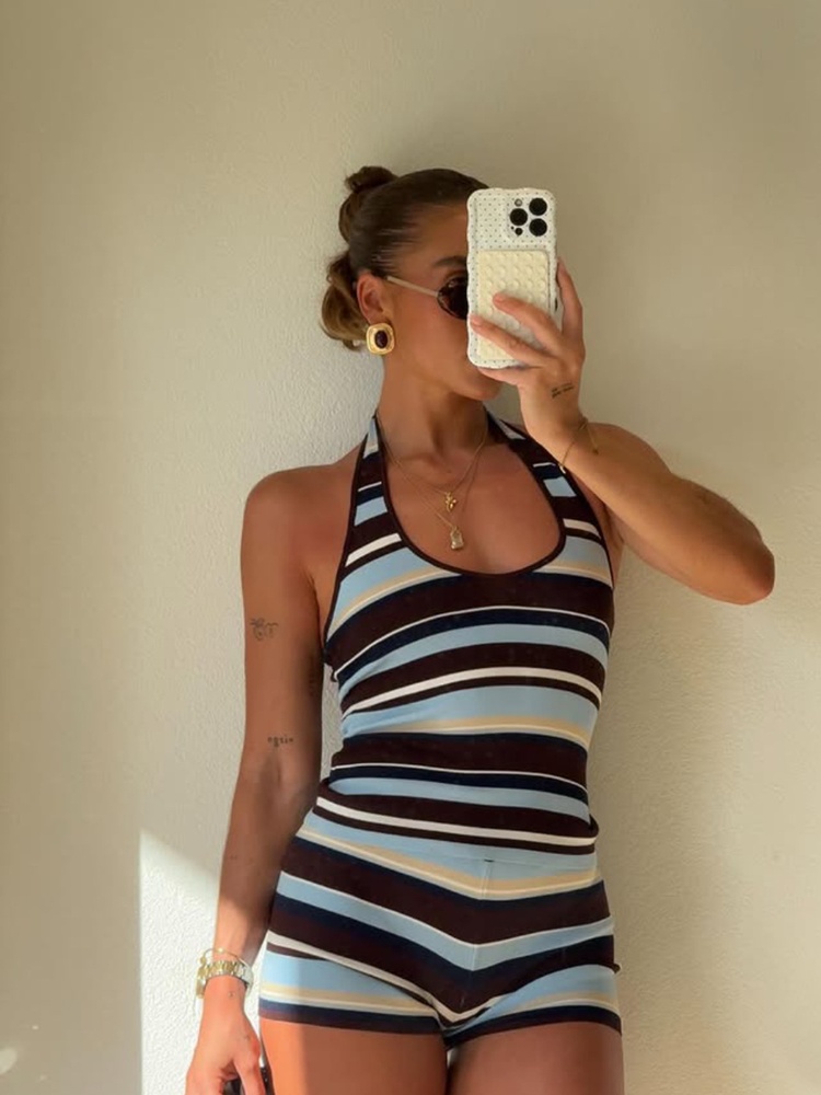 Conjunto de Dos Piezas Tejido  - Halter Neck Top reseña y precio