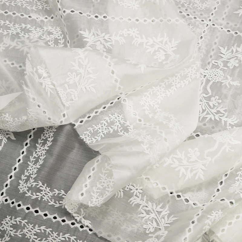 Tela de flores bordadas huecas - Summer Gauze Clothing reseña y precio