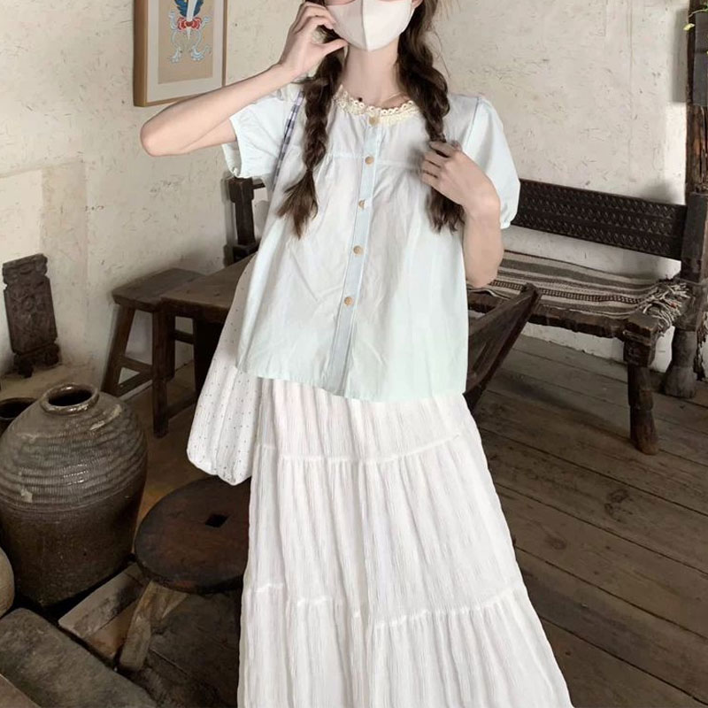 Camisas empalmadas de encaje a - Summer Clothing In French reseña y precio